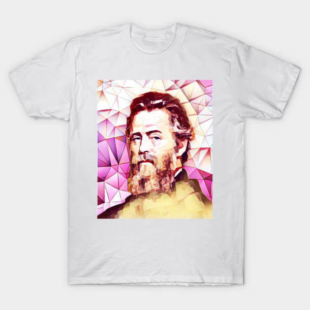 Herman Melville Pink Portrait | Herman Melville Artwork 13 T-Shirt by JustLit